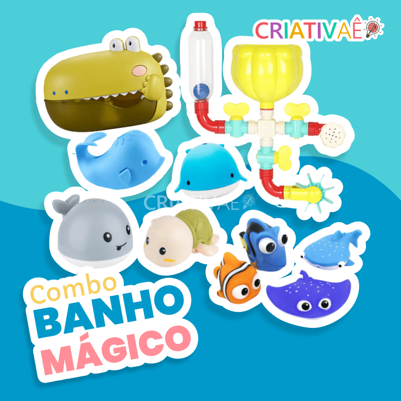 Combo Banho Mágico ( 7 Brinquedos para o Banho do Bebê)