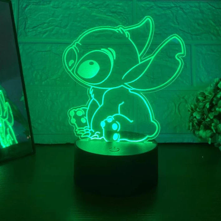 Luminária 3D LED Stitch: Ilumine Seu Espaço com Estilo e Magia!