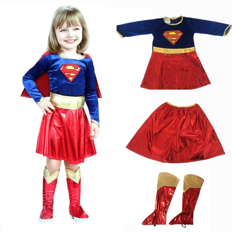 Fantasia Feminina Supergirl Completa Infantil Cosplay Mulheres Traje Supermoça