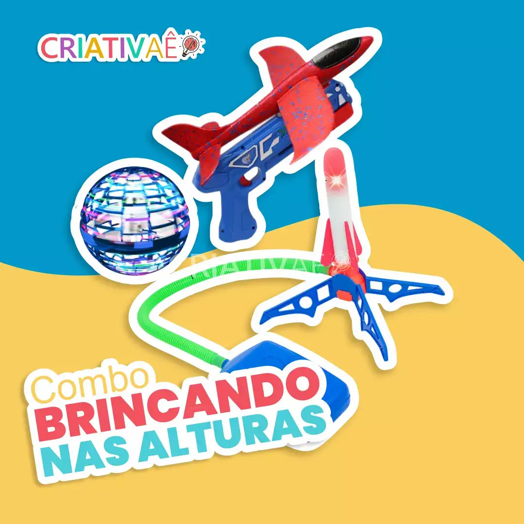 Combo Brincando nas Alturas (Lança Avião + Lança Foguete + Esfera voadora)