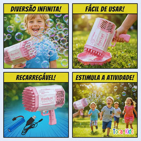 Bazuca de Bolhas de Sabão Automática | Diversão Infantil – Toca Kids
