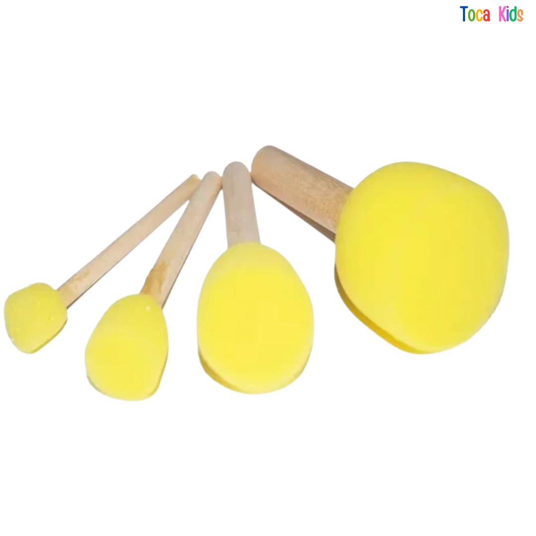 Kit Pintura Infantil 48 Peças - Pincéis de Esponja, Rolinhos e Carimbos