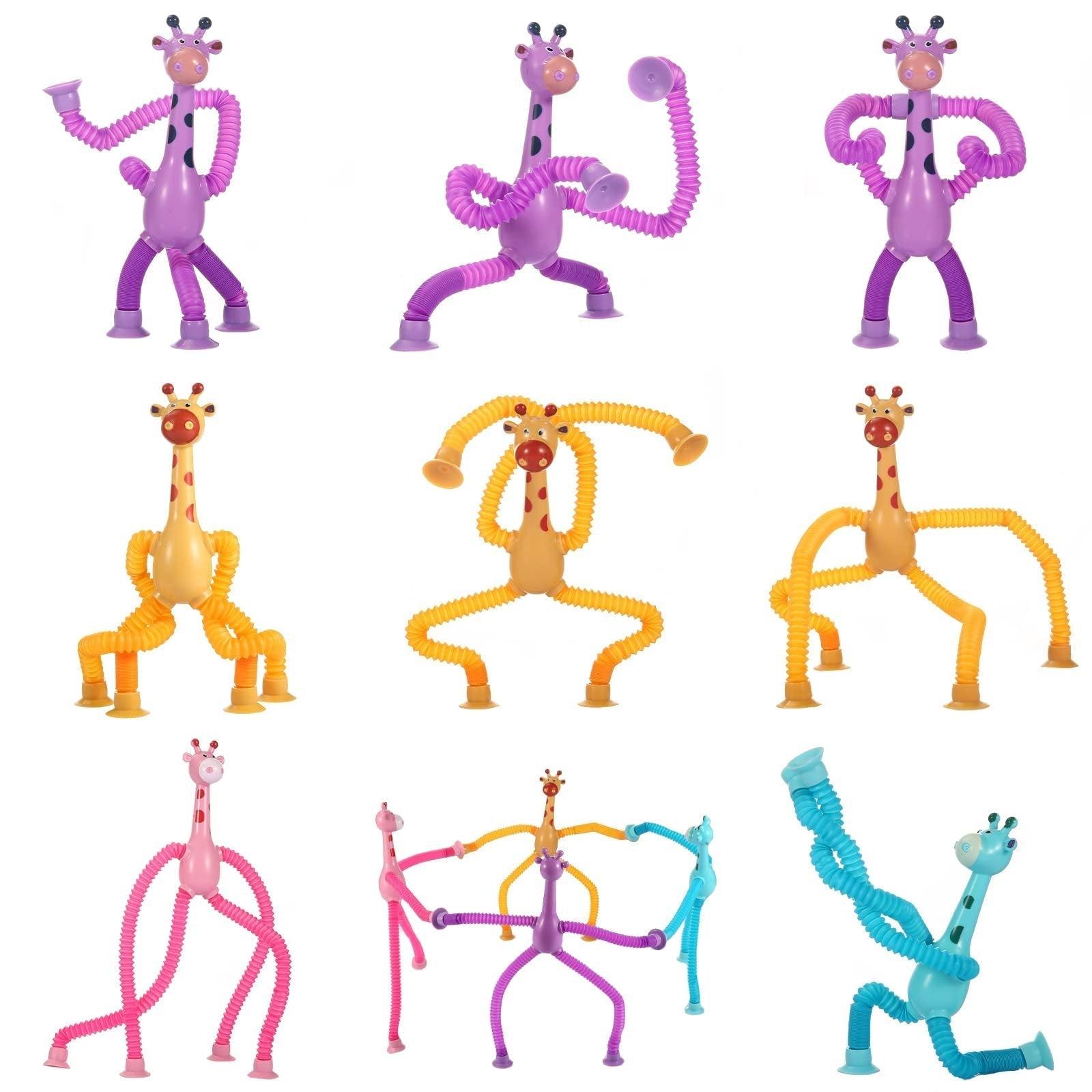 Kit 4 Girafas Telescópicas Pop Tube com Ventosa – Brinquedo Sensorial Fidget