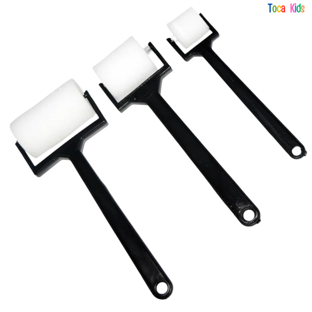 Kit Pintura Infantil 48 Peças - Pincéis de Esponja, Rolinhos e Carimbos