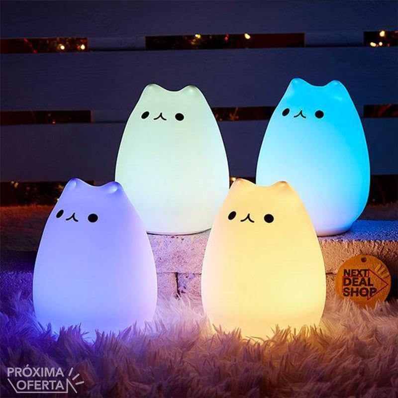 Gato Abajur - Muda de Cor com Sensor ao Toque - Prime Fit