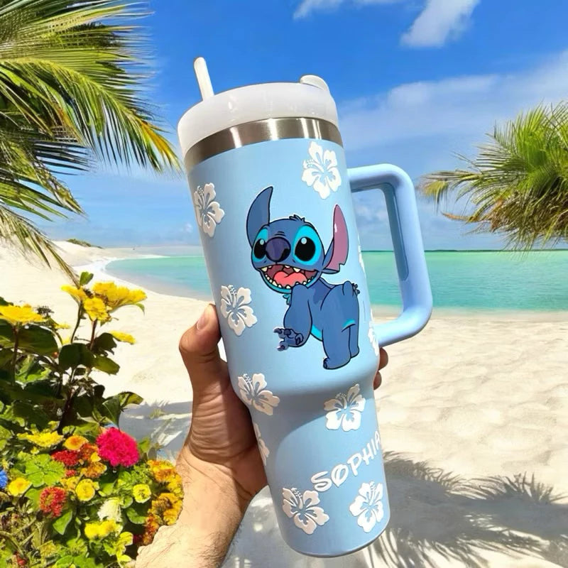 Copo Térmico Stitch Personalizável 🥤✨ - 1200ml de Estilo e Praticidade! 💙🌴