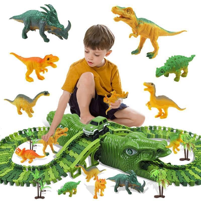 Pista Jurássica com 8 Dinossauros Brinde | Aventuras Pré-históricas – Toca Kids