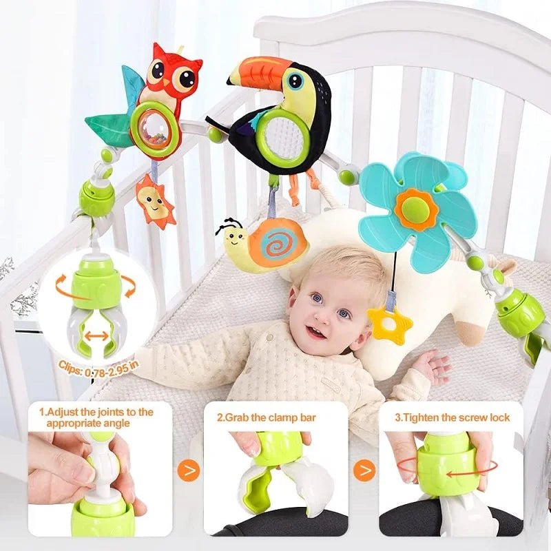 Arco de Atividades Universal para Carrinho e Bebê Conforto – Móbile Sensorial