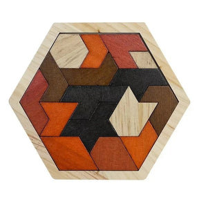 Quebra Cabeça Infantil de Madeira Hexagonal Montessori