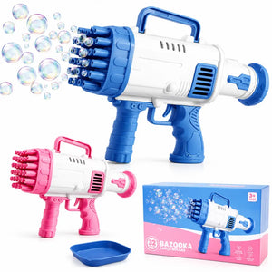 Bazuca de bolhas infantil nas cores rosa e azul com acessórios