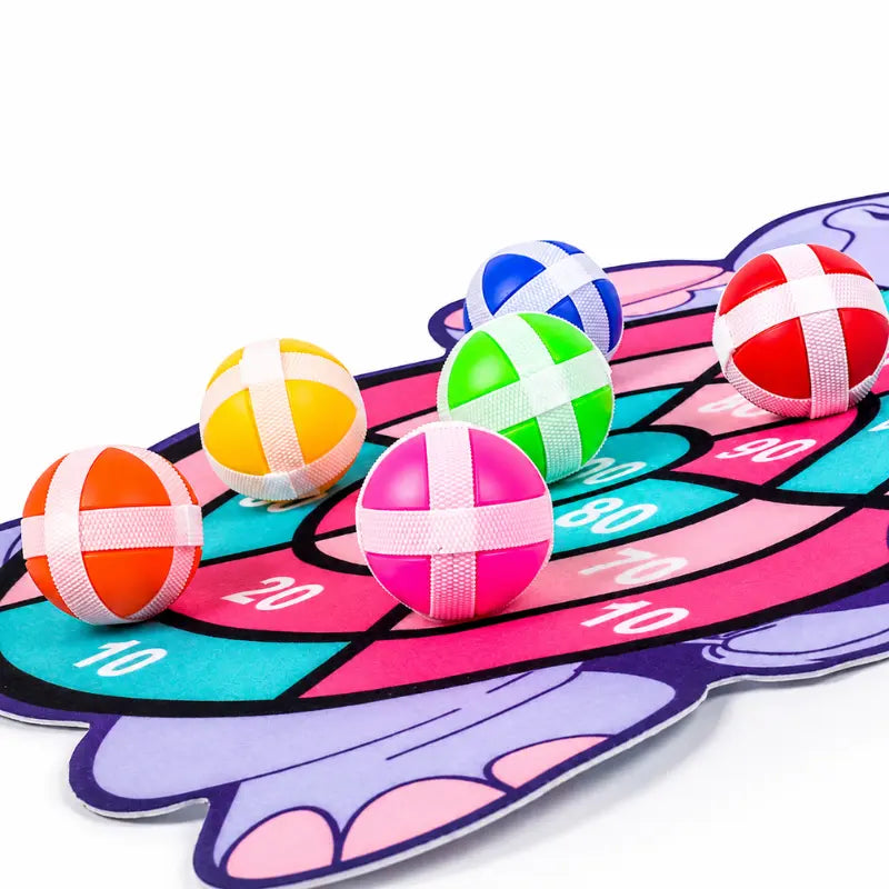 Bolinhas de velcro coloridas do Alvo Ball para jogo de mira infantil educativo.