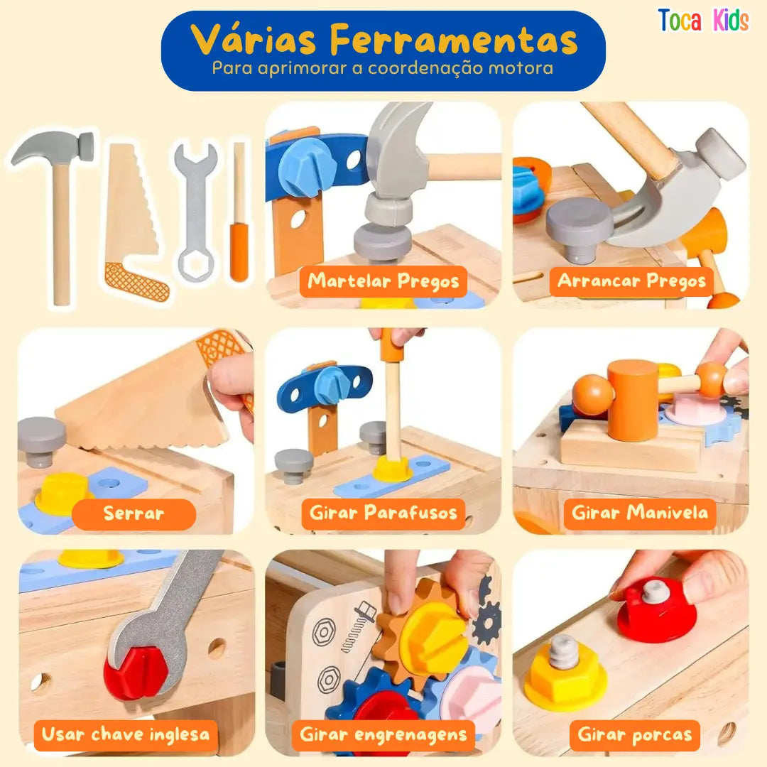 Kit de Ferramentas Infantil Montessori – Brinquedo Educativo de Ferramentas