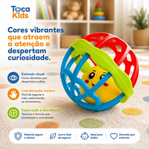 Bola sensorial colorida para bebê com diferentes formas e texturas