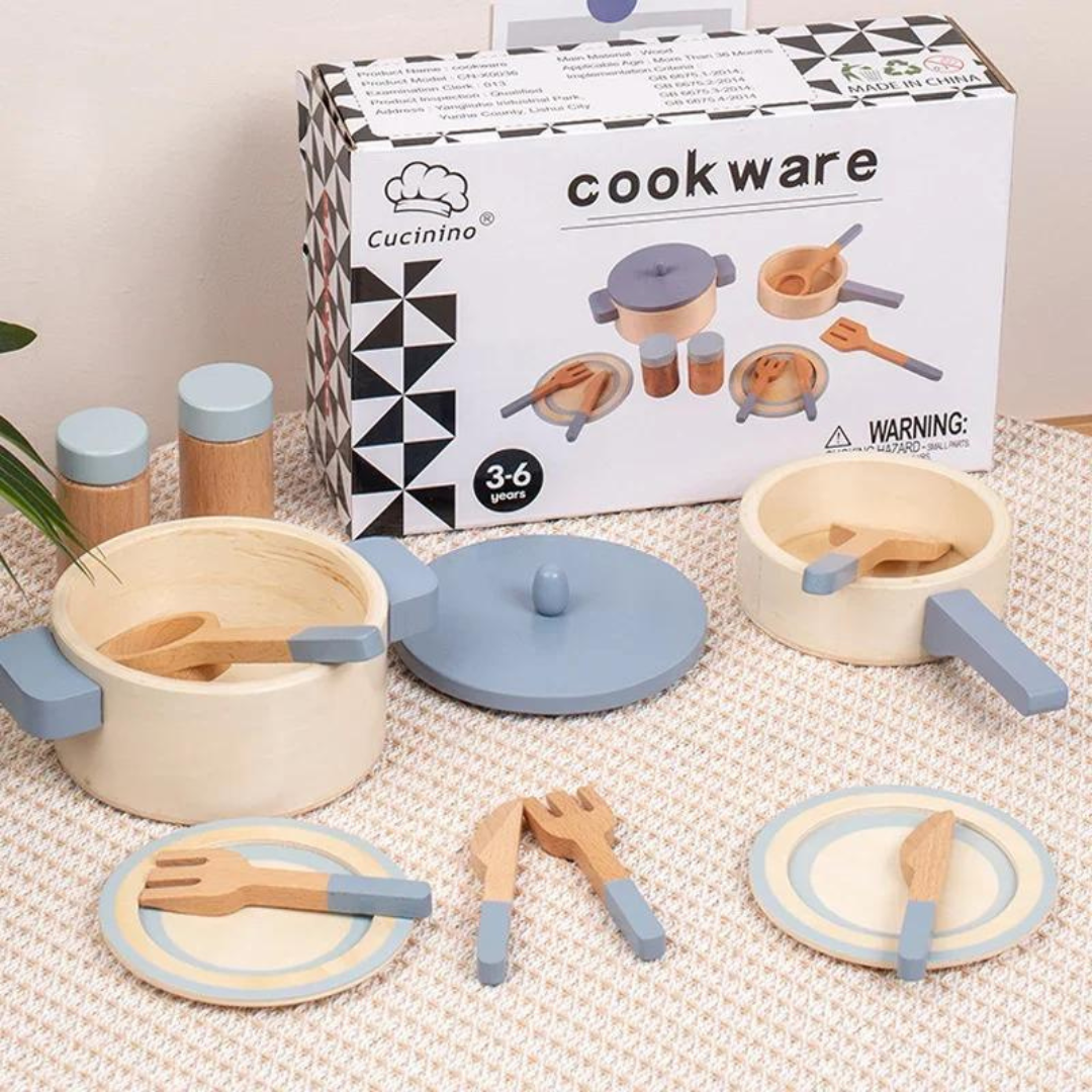 Kit de Cozinha Infantil de Brinquedo em Madeira – Brinquedo Educativo Montessori