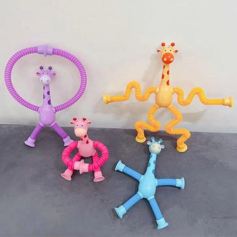 Kit 4 Girafas Telescópicas Pop Tube com Ventosa – Brinquedo Sensorial Fidget