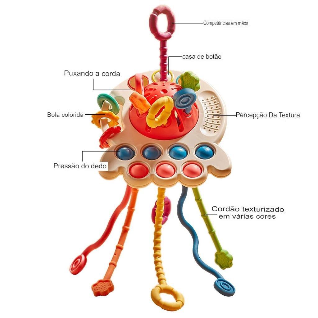 Puxador Educacional Montessori – Brinquedo de Coordenação Motora para Bebês