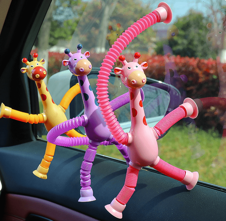 Kit 4 Girafas Telescópicas Pop Tube com Ventosa – Brinquedo Sensorial Fidget