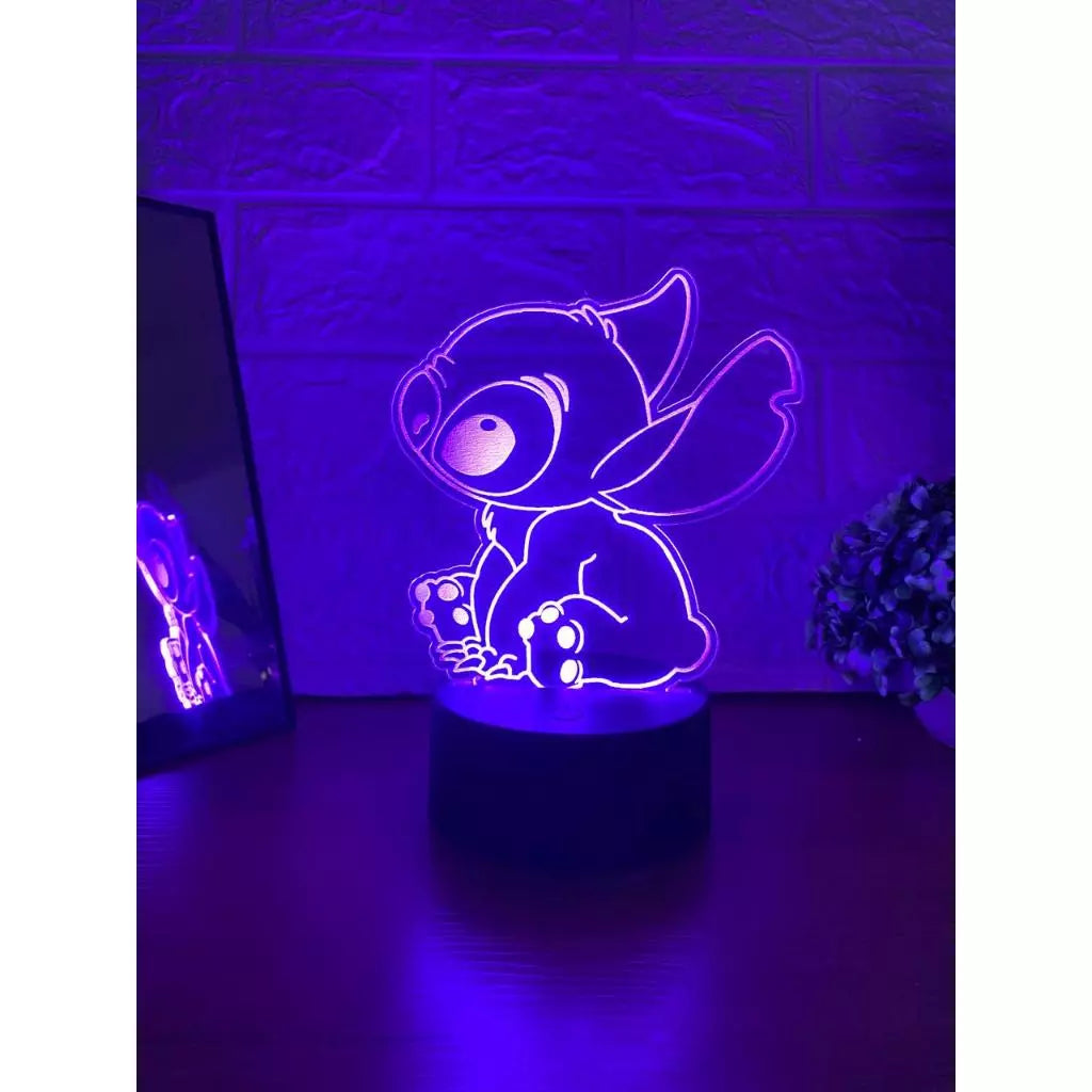 Luminária 3D LED Stitch: Ilumine Seu Espaço com Estilo e Magia!