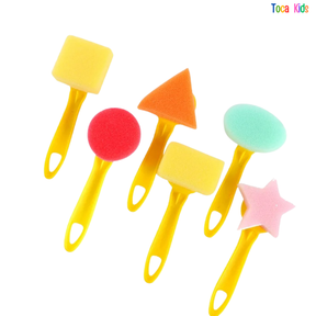 Kit Pintura Infantil 48 Peças - Pincéis de Esponja, Rolinhos e Carimbos