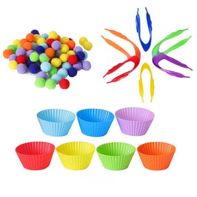 Kit Pompoms para Coordenação Motora Fina – Pegador e Potes | Toca Kids