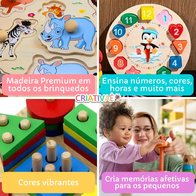 KIT Diversa Kids com 7 Brinquedos Educacionais Montessori