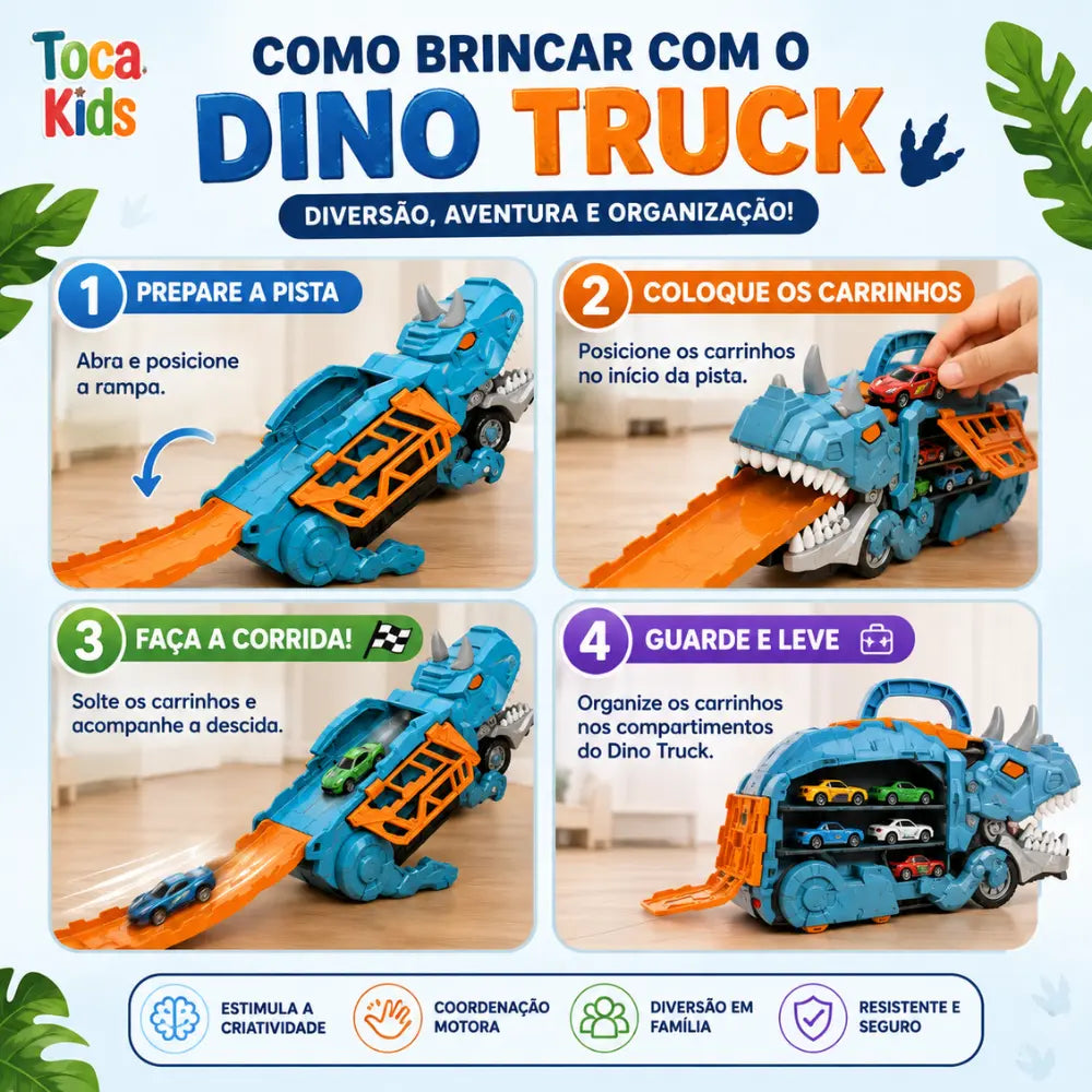 Como brincar com Dino Truck pista de dinossauro infantil
