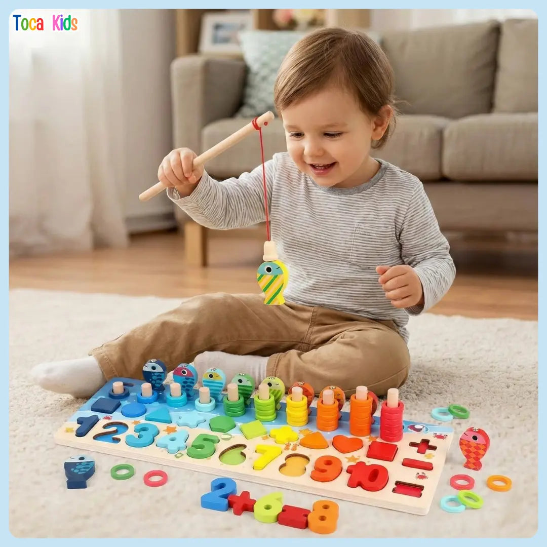 Kit Montessori Madeira – Pescaria, Números e Formas Educativo Infantil