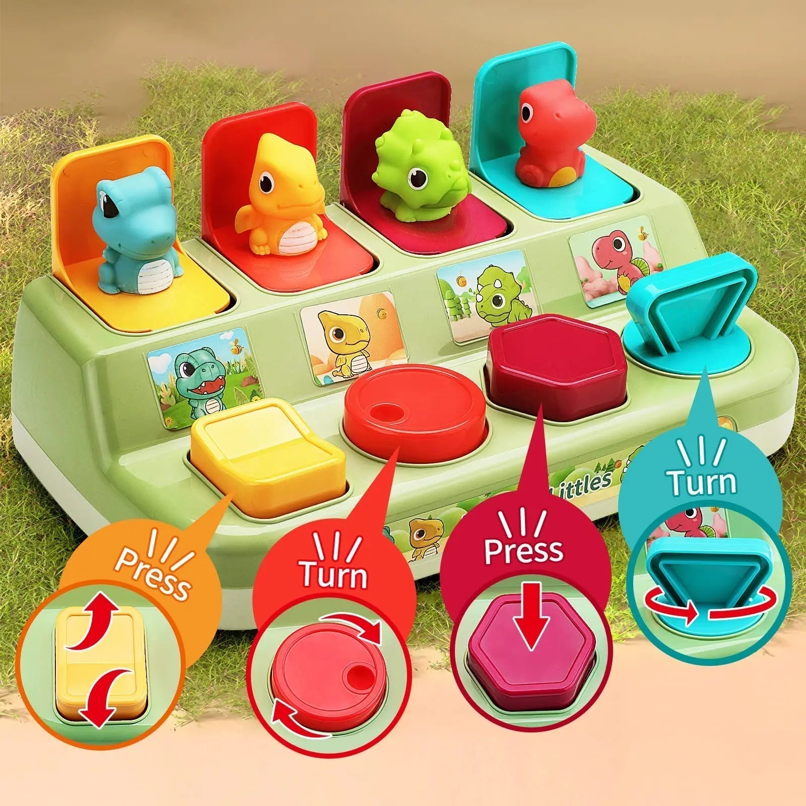 Brinquedo Interativo Pop-Up de Animais - Causa e Efeito Montessori