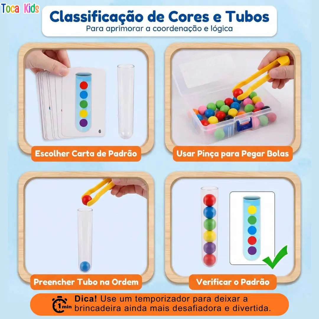 Kit Brinquedo Montessori – Concentração, Lógica e Treino Motor para Crianças