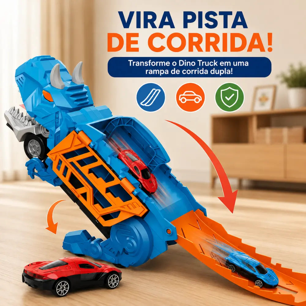 Dino Truck transformado em pista de corrida para carrinhos
