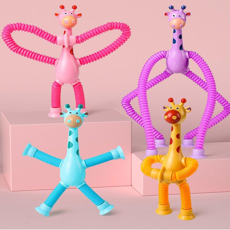 Kit 4 Girafas Telescópicas Pop Tube com Ventosa – Brinquedo Sensorial Fidget