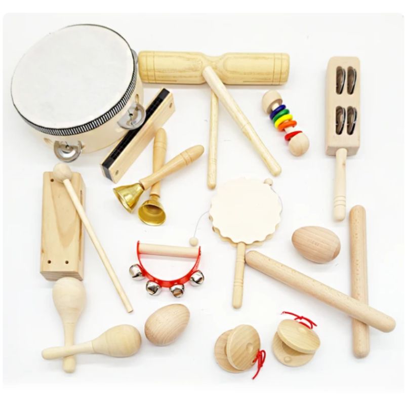 Kit Musical Montessori – Instrumentos de Madeira Educativos para Crianças
