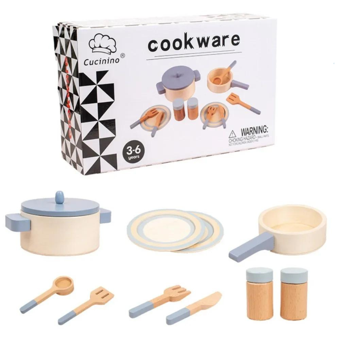 Kit de Cozinha Infantil de Brinquedo em Madeira | Toca Kids