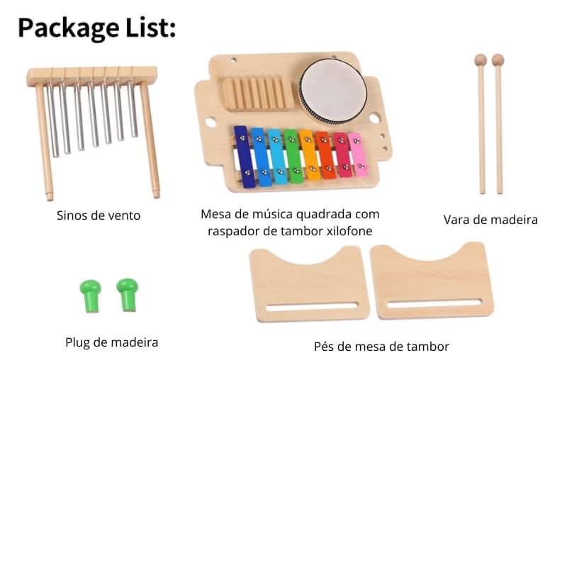 Brinquedo Musical de Madeira 4-em-1 – Mini Instrumentos | Toca Kids