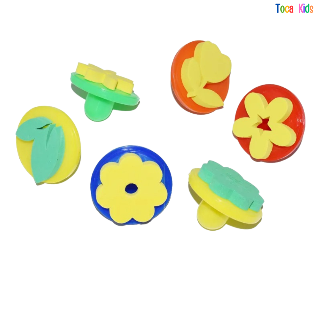 Kit Pintura Infantil 48 Peças - Pincéis de Esponja, Rolinhos e Carimbos