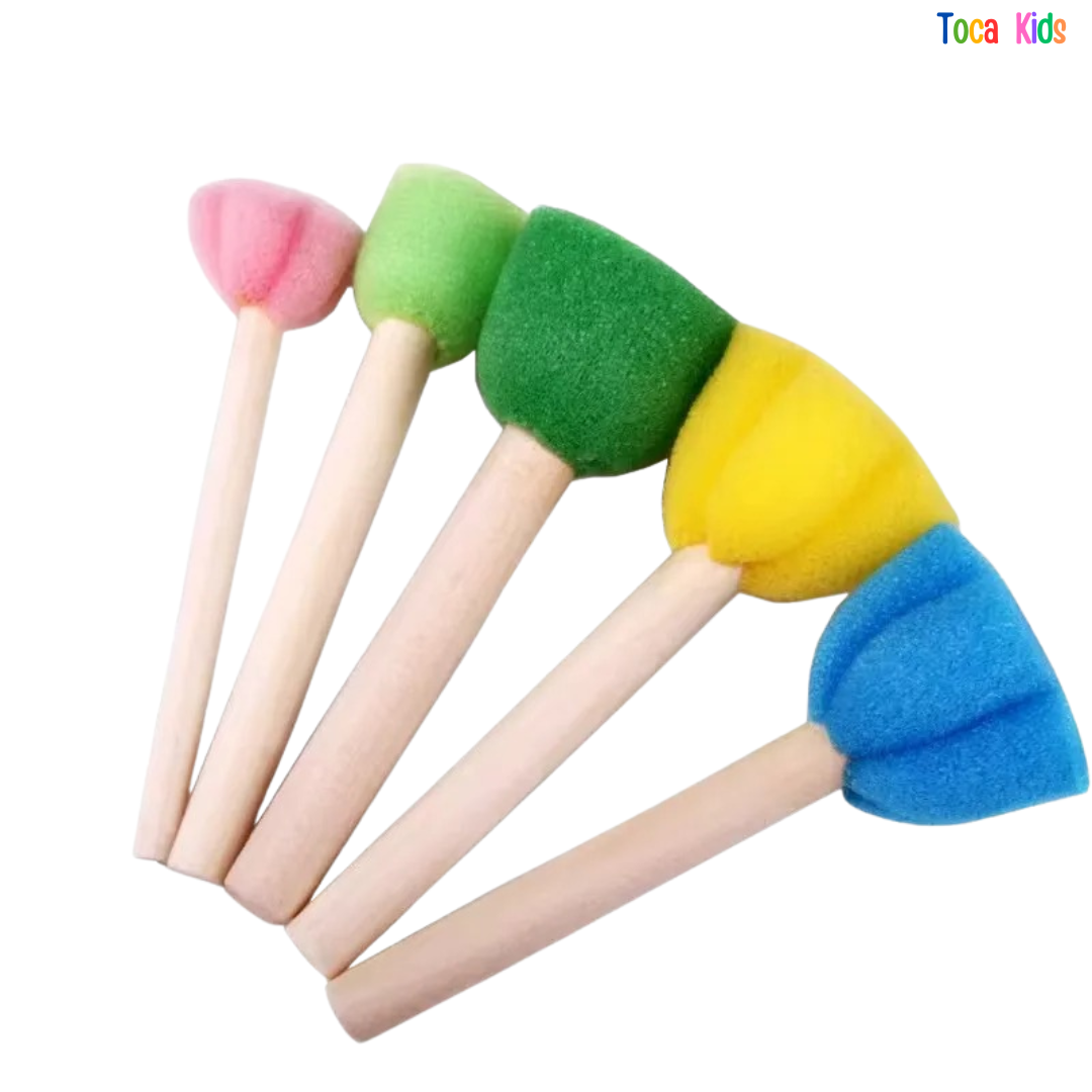 Kit Pintura Infantil 48 Peças - Pincéis de Esponja, Rolinhos e Carimbos