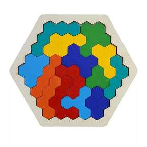 Quebra Cabeça Infantil de Madeira Hexagonal Montessori