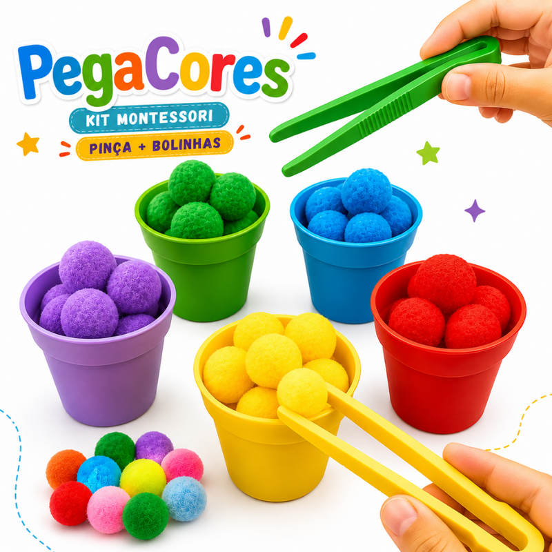 PegaCores brinquedo educativo infantil para classificação e pareamento de cores