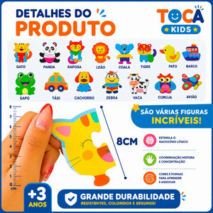 Peças grandes de aproximadamente 8 cm do Quebra-Cabeça Mundo Animal infantil