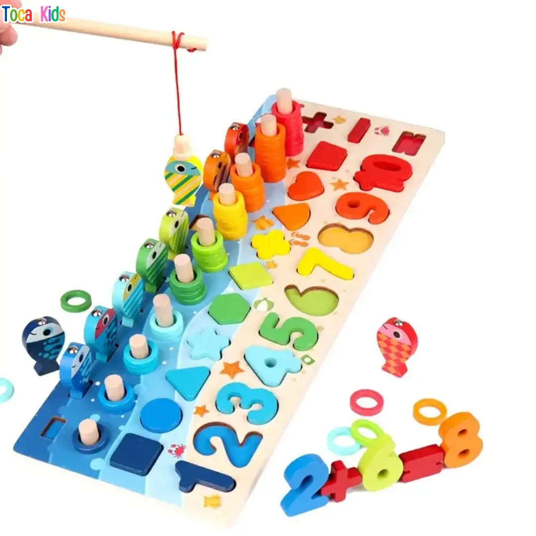 Kit Montessori Madeira – Pescaria, Números e Formas Educativo Infantil